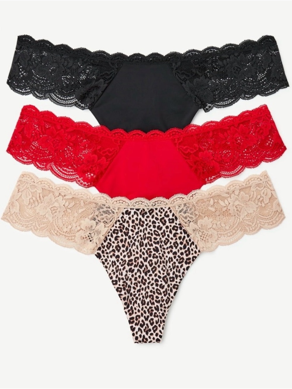Joyspun Women's Microfiber and Lace Thong Panties, 3-Pack, Sizes 3XL (22)